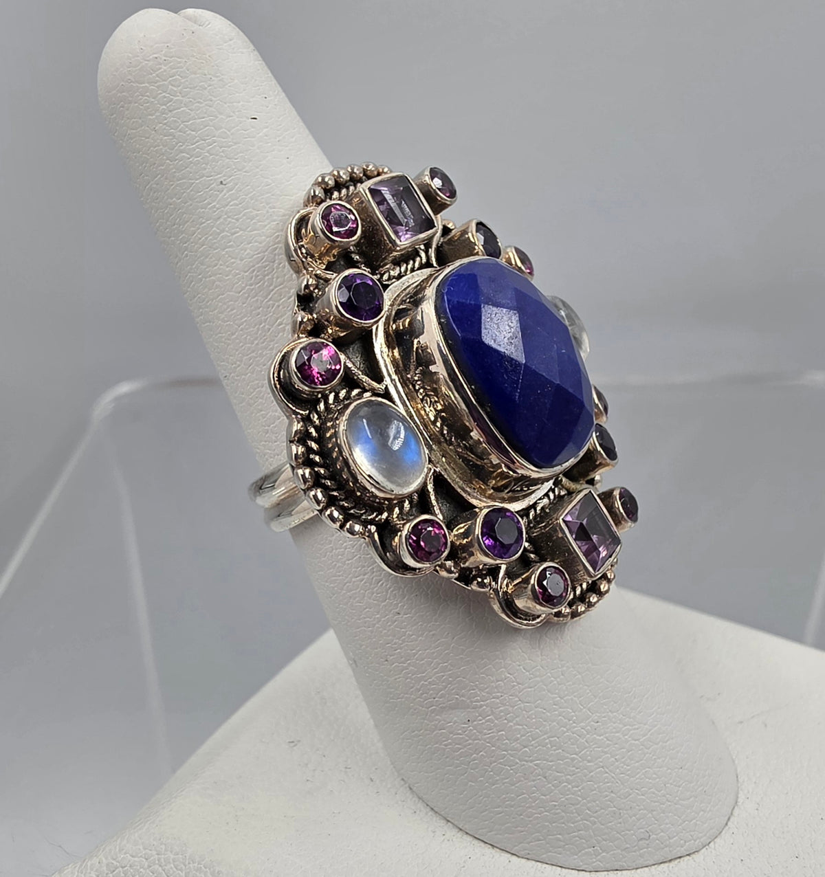 NICKY BUTLER Signed/Sterling Silver/Lapis/Moonstone/Amethyst/ Limited Edition #58 of 350 Ring Size 7
