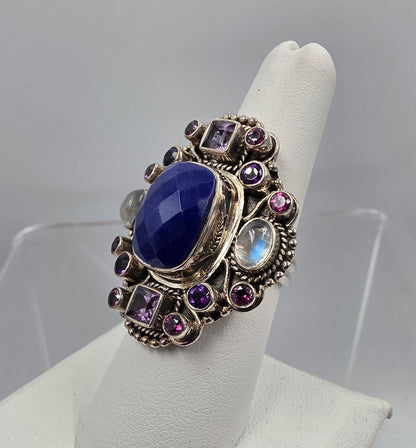 NICKY BUTLER Signed/Sterling Silver/Lapis/Moonstone/Amethyst/ Limited Edition #58 of 350 Ring Size 7