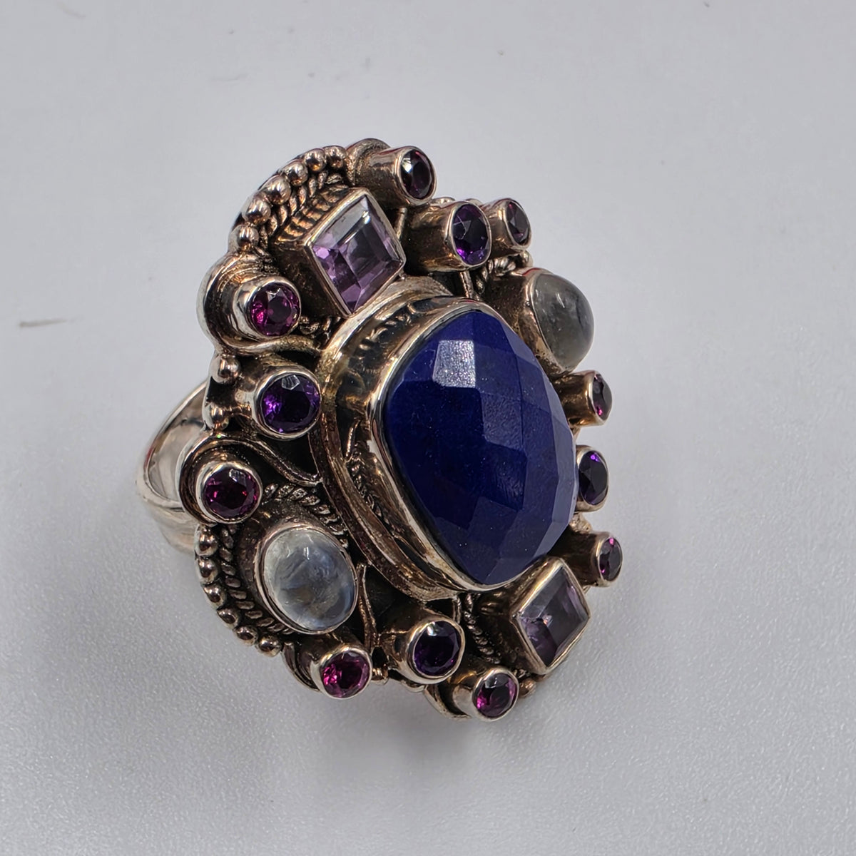 NICKY BUTLER Signed/Sterling Silver/Lapis/Moonstone/Amethyst/ Limited Edition #58 of 350 Ring Size 7
