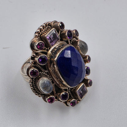 NICKY BUTLER Signed/Sterling Silver/Lapis/Moonstone/Amethyst/ Limited Edition #58 of 350 Ring Size 7