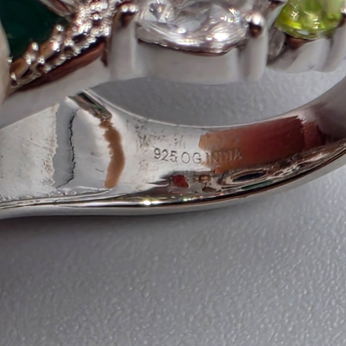 ROSS SIMONS Sterling Silver/Lapis/Moonstone/Peridot/Topaz/Aquamarine/Amber Ring Size 7.25