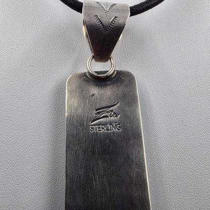 Native American Signed Turquoise/Spiny Oyster/Sterling Silver Pendant