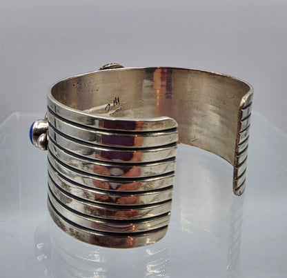6.75" Southwest Spiny Oyster/Lapis/Sterling Silver Bracelet Signed Gabby