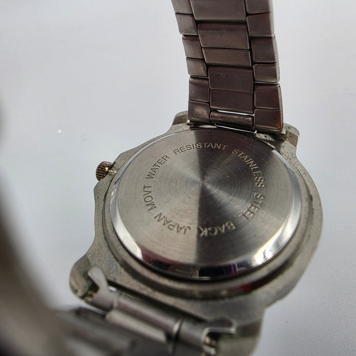 7" Silver Tone Blue Dial Day/Date/Seconds Hand Watch
