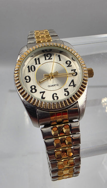 M.Z. BERGER Two Tone Gold/Silver Tone Women's Expansion Band Watch