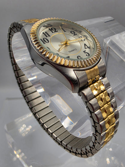 M.Z. BERGER Two Tone Gold/Silver Tone Women's Expansion Band Watch