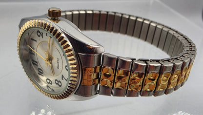 M.Z. BERGER Two Tone Gold/Silver Tone Women's Expansion Band Watch