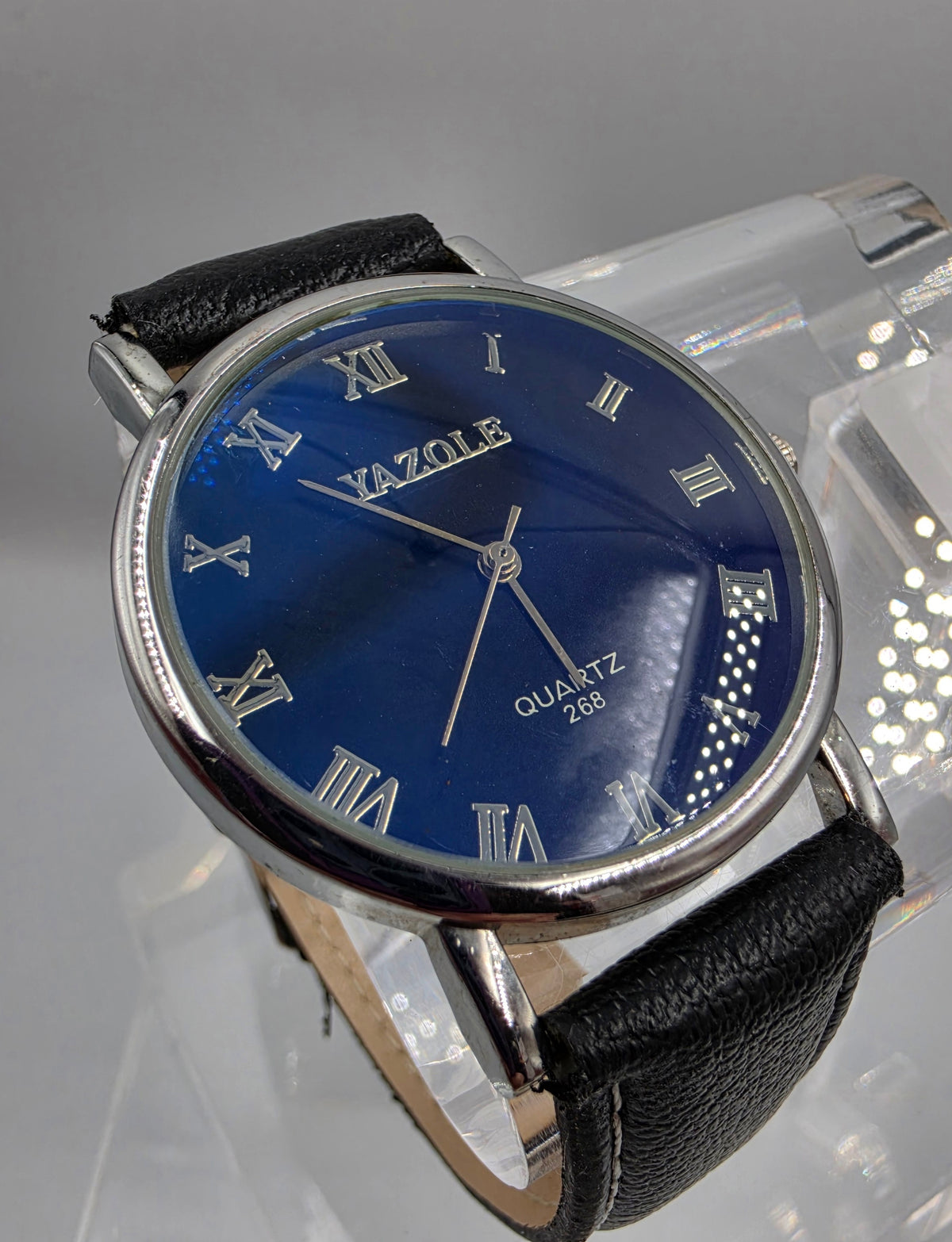 YASOLE Blue Dial/Black Vegan Leather Band Men's Watch