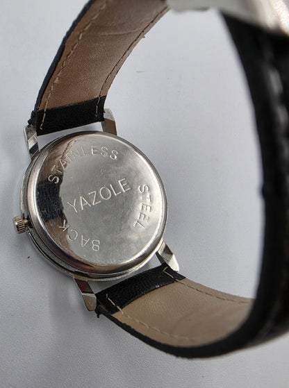 YASOLE Blue Dial/Black Vegan Leather Band Men's Watch