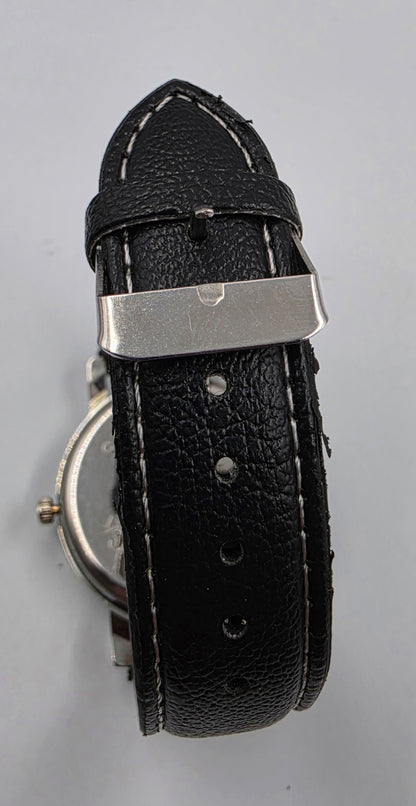 YASOLE Blue Dial/Black Vegan Leather Band Men's Watch