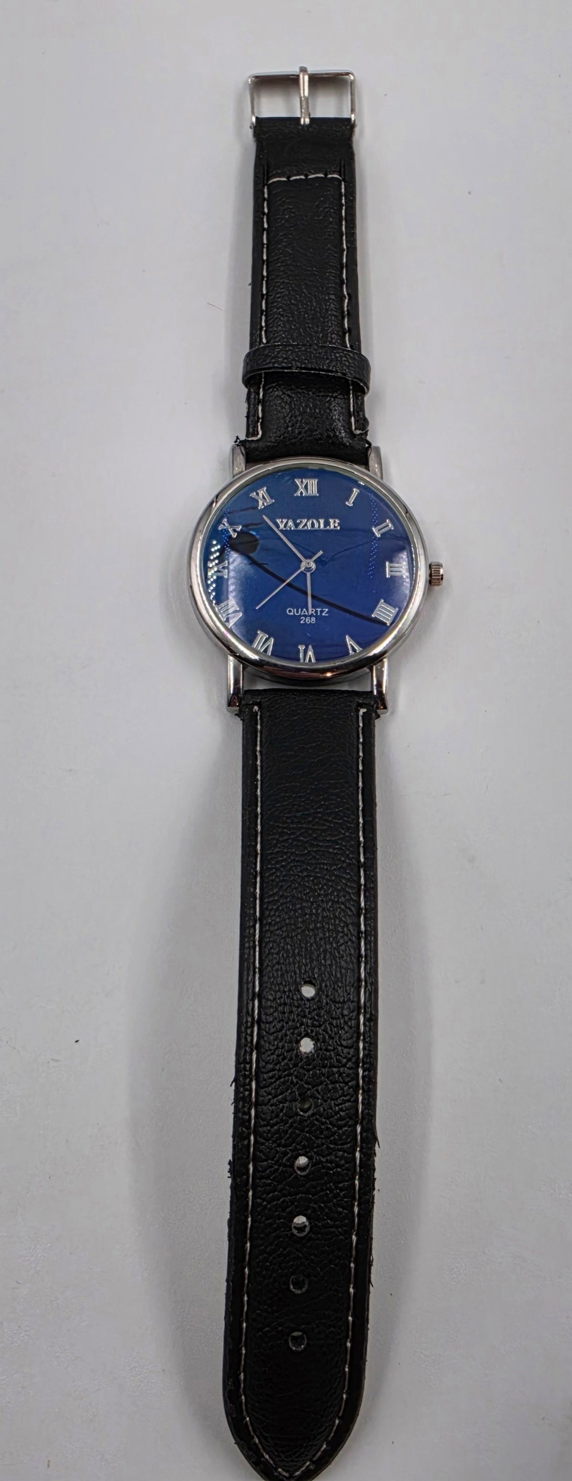 YASOLE Blue Dial/Black Vegan Leather Band Men's Watch
