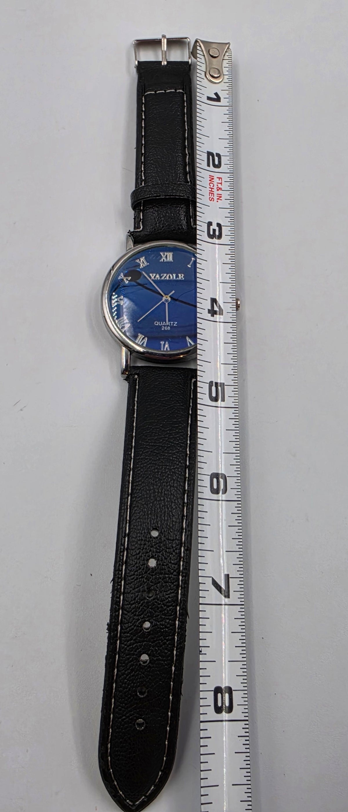 YASOLE Blue Dial/Black Vegan Leather Band Men's Watch