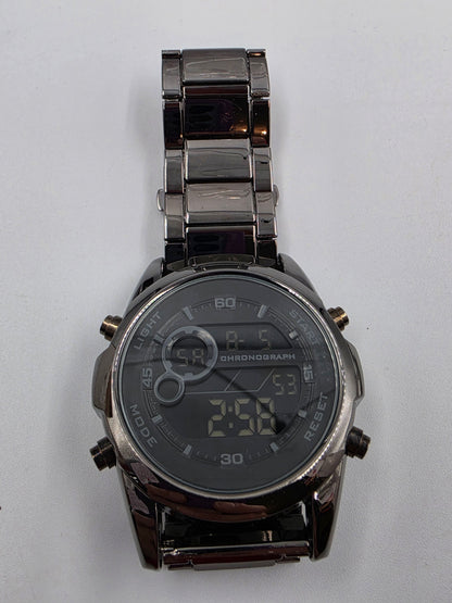 48mm Case/ 8" Black Stainless Steel Day/Date/Timer/Chronograph Men's Watch