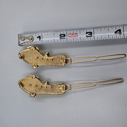 1980'S Yellow Enamel/Clear Rhinestone Vintage Shoe Hair Clips