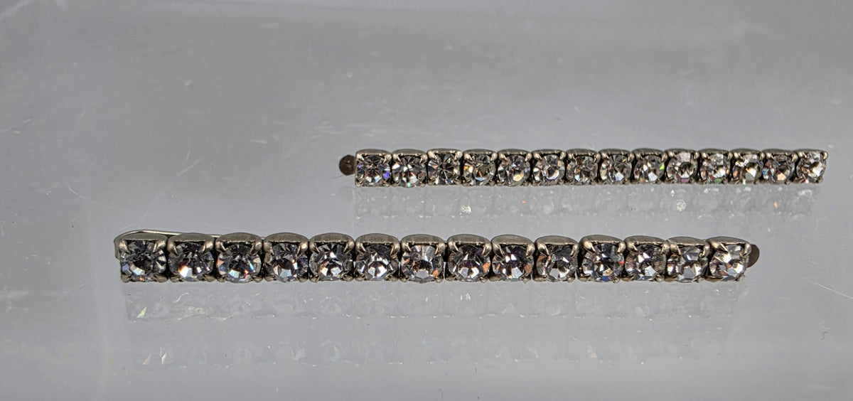 Clear Rhinestone/Silver Tone Vintage Bobby Pins