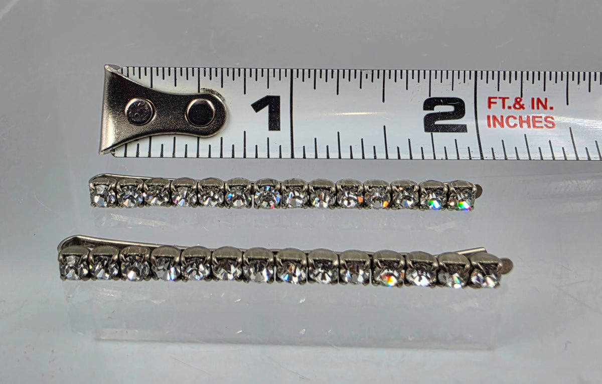 Clear Rhinestone/Silver Tone Vintage Bobby Pins
