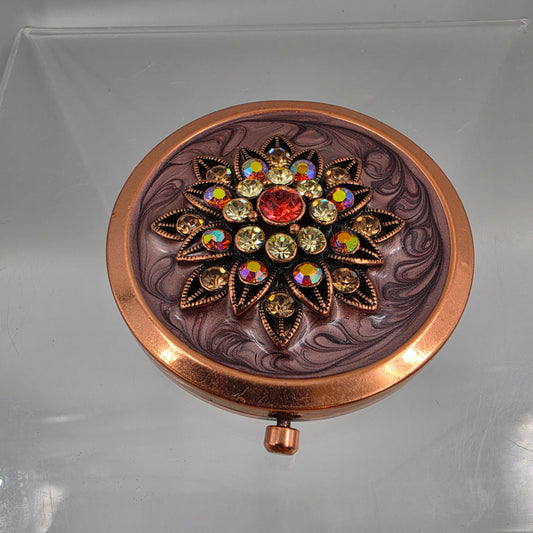 ARGENT SC Copper Jeweled/Enamel Vintage Mirror Compact