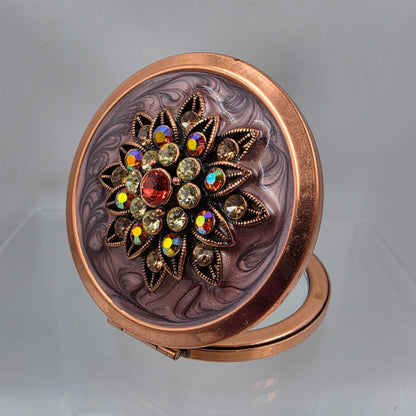ARGENT SC Copper Jeweled/Enamel Vintage Mirror Compact