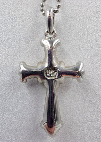 PREMIER DESIGNS Vintage 16"-19"  Silver Tone/Aurora Borealis Rhinestone Cross Necklace