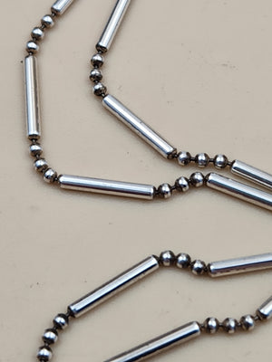 Italian Sterling Silver 18" Bar and Bead Necklace