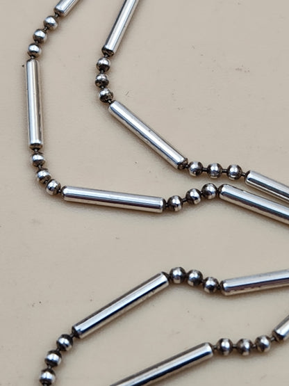 Italian Sterling Silver 18" Bar and Bead Necklace