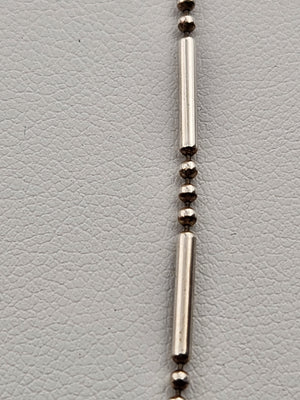 Italian Sterling Silver 18" Bar and Bead Necklace
