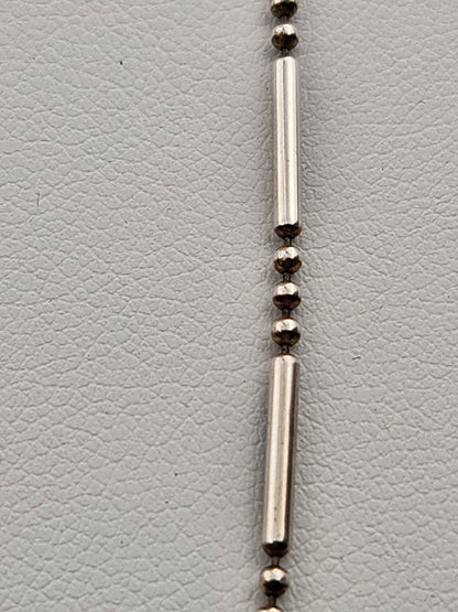 Italian Sterling Silver 18" Bar and Bead Necklace