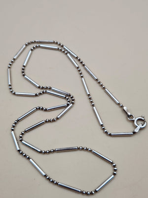 Italian Sterling Silver 18" Bar and Bead Necklace