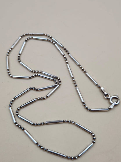 Italian Sterling Silver 18" Bar and Bead Necklace