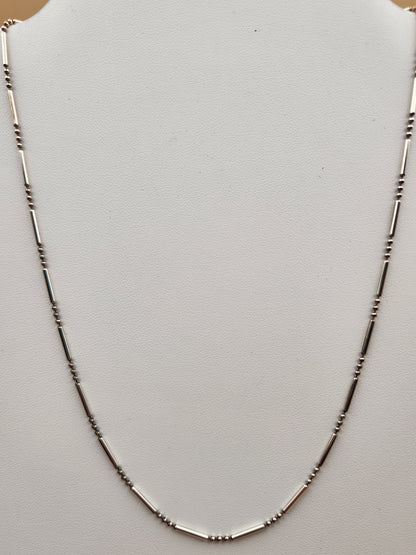 Italian Sterling Silver 18" Bar and Bead Necklace