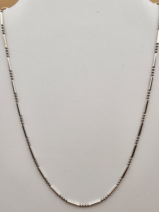 Italian Sterling Silver 18" Bar and Bead Necklace