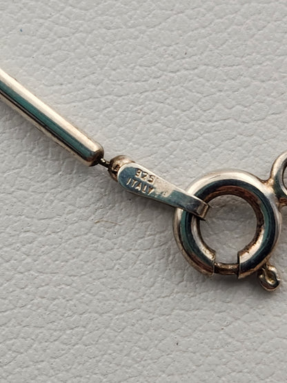 Italian Sterling Silver 18" Bar and Bead Necklace