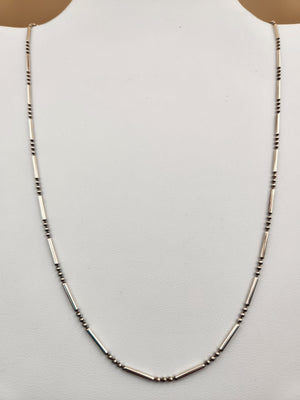 Italian Sterling Silver 18" Bar and Bead Necklace