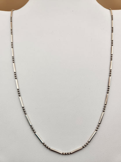 Italian Sterling Silver 18" Bar and Bead Necklace