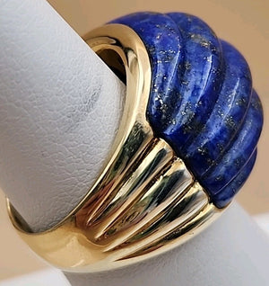 ROSS SIMONS Carved Lapis Lazuli/18k Over Sterling Dome Ring Size 7
