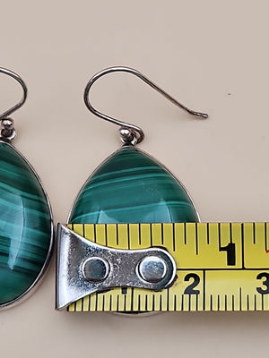 HSN Malachite/Sterling Silver Beaded Adjustable 24" Necklace & Earring Set