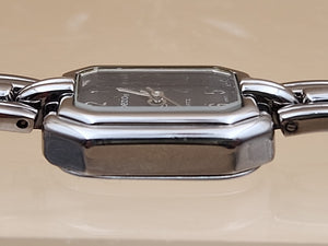 CAPEZIO 1980's Silver Tone/Black Dial Analog Watch NEW BATTERY