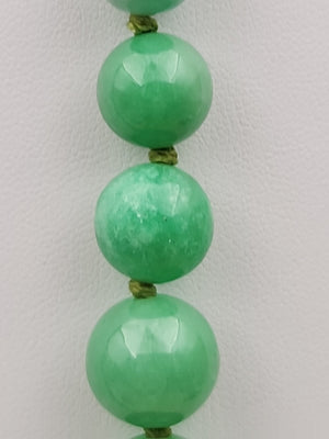 GRASSMAN-BLAKE 14k/Natural Green Onyx/Double Knotted/Graduated/Beaded Necklace