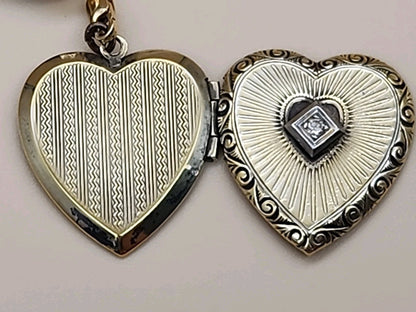 L.S. AND COMPANY Diamond/Sterling Silver/ Antique WWII Sweetheart Locket