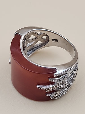 Carnelion Agate-Aqeeq/Sterling Silver Ring Size 8