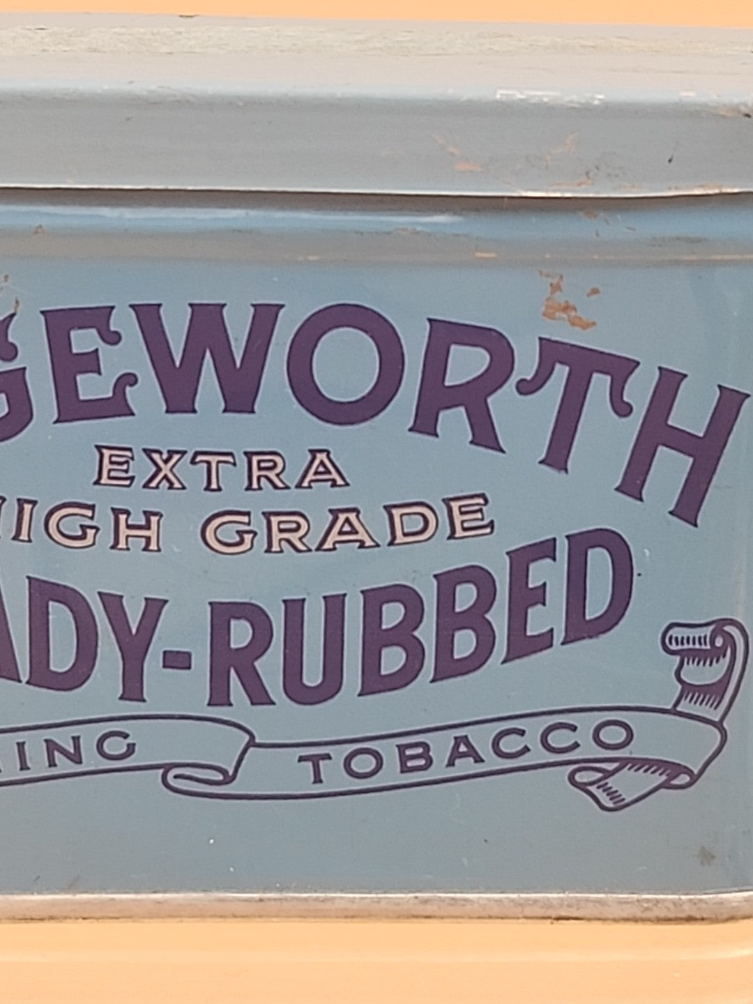1920's LARUS & BROTHER CO./EDGEWORTH Vintage Advertising Tin Can With Hinged Lid