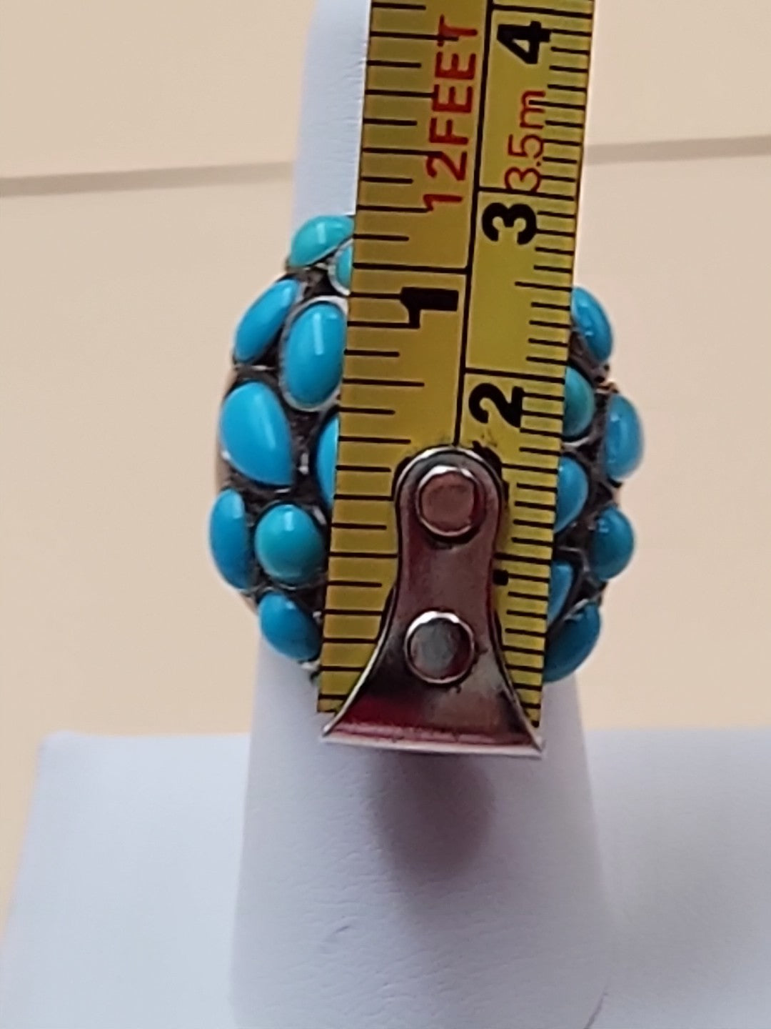 MICHAEL DAWKINS Sterling Silver Sleeping Beauty Turquoise Cluster Ring Size 7
