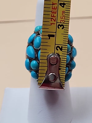 MICHAEL DAWKINS Sterling Silver Sleeping Beauty Turquoise Cluster Ring Size 7