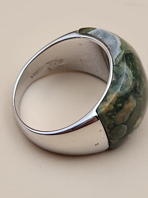 Rainforest Jasper/Sterling Silver Ring Size 8