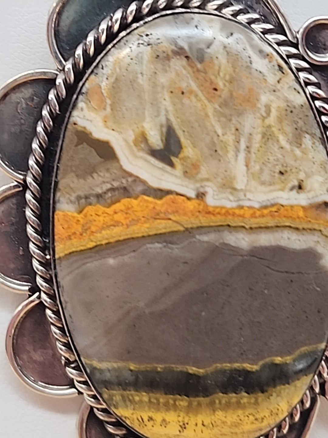 GARY NEZ NAVAJO Bumblebee Jasper/Sterling Silver Pendant