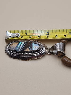 MELVIN FRANCIS Navajo 925 /Onyx/Jasper/Tiger Eye Inlay Pendant & Necklace