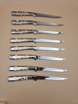 CARVELL HALL By Briddell Set Of 8 Steak Knives In Original Plastic Storage Box