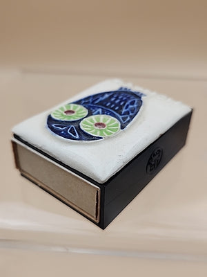 Ceramic Topped Vintage Matchbox Cover With Wood Matches From Monaco