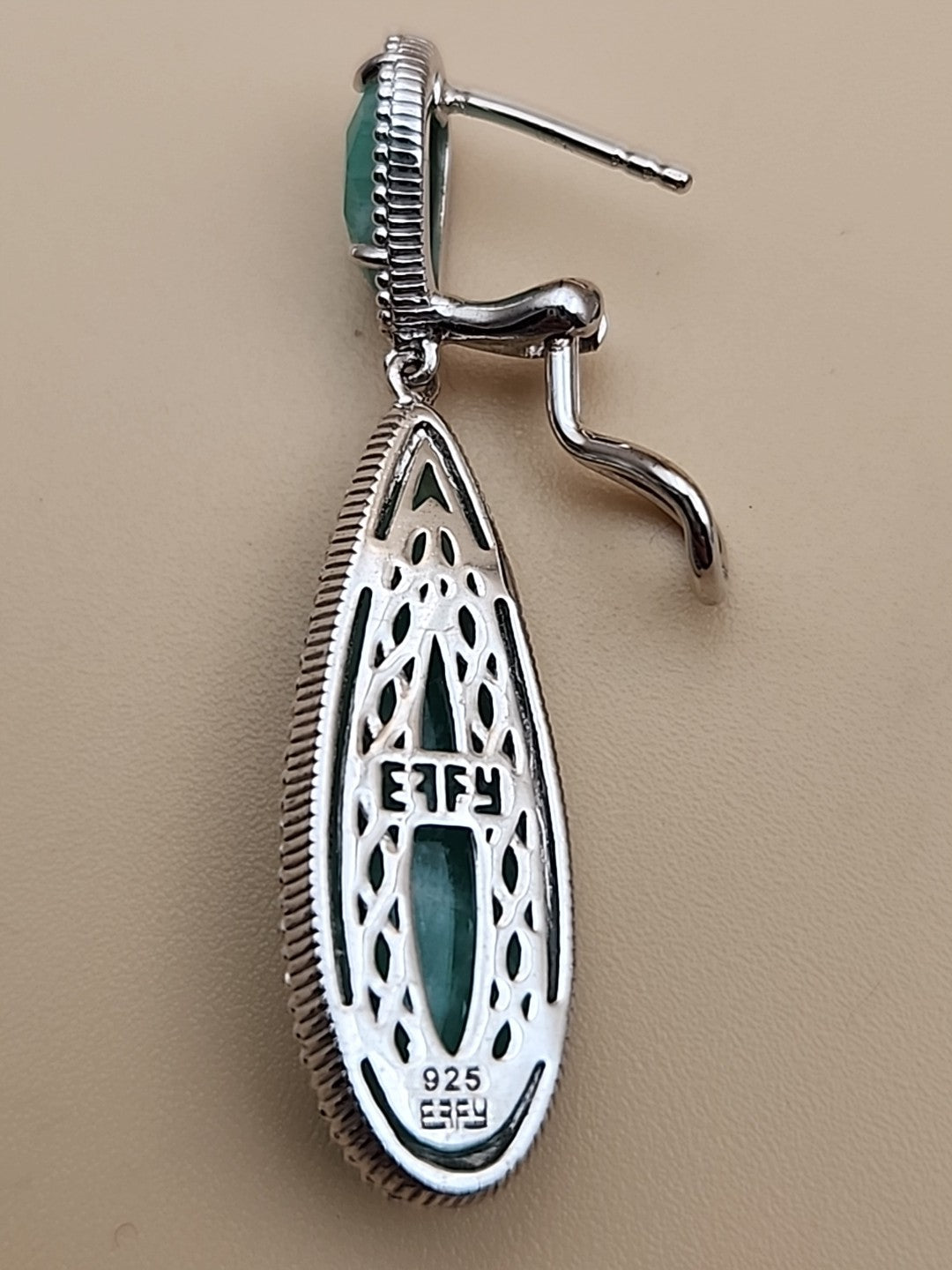 EFFY Faceted Amazonite Pear Shape/Sterling Silver Dangle/Drop Earrings