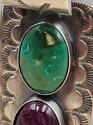 TONY YAZZIE N.A.  NAVAJO Spiny Oyster/Turquoise/Sterling Silver Pendant